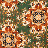 Satin Polyester Folk Vert Bouteille - Ribes y Casals