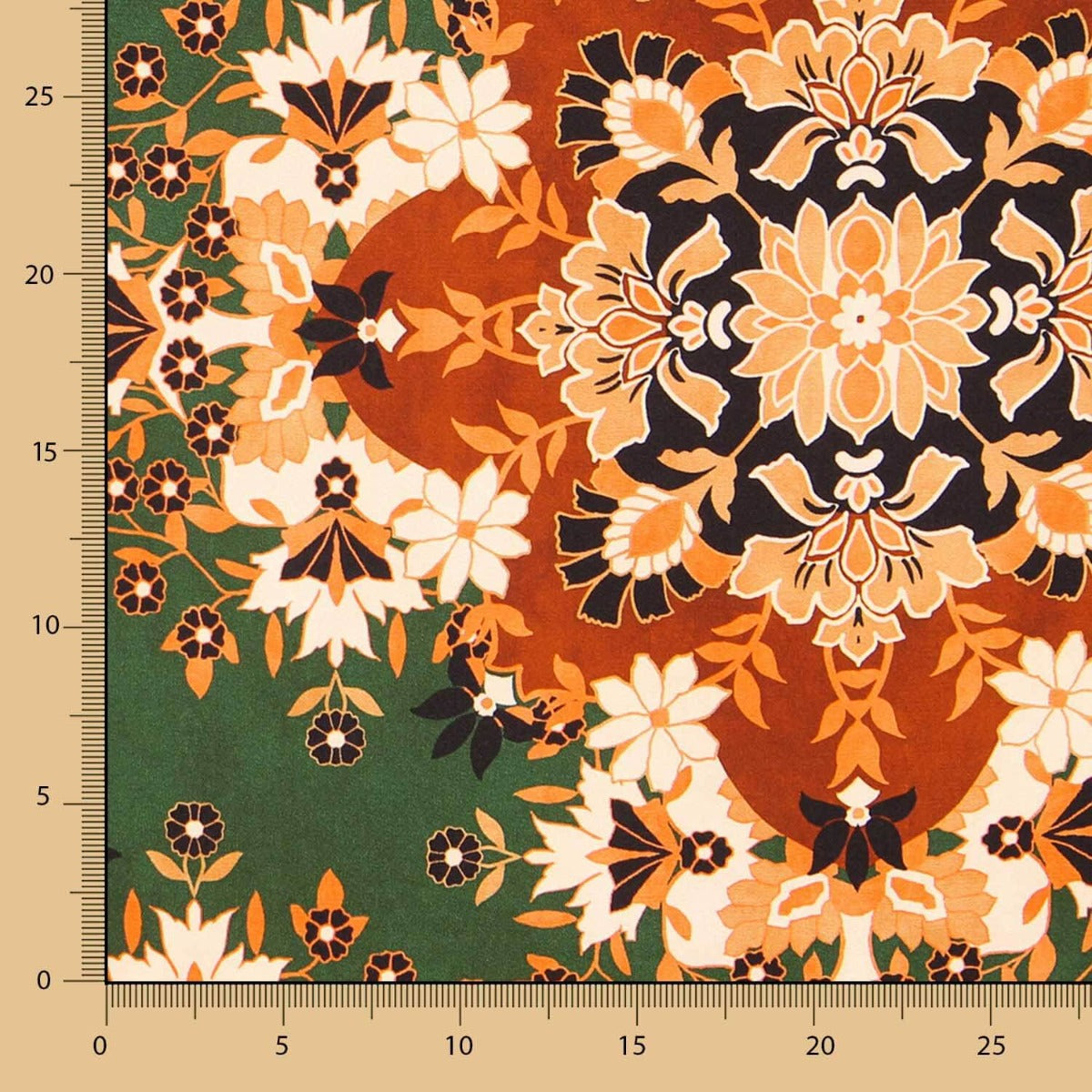 Satin Polyester Folk Vert Bouteille - Ribes y Casals