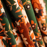 Satin Polyester Folk Vert Bouteille - Ribes y Casals