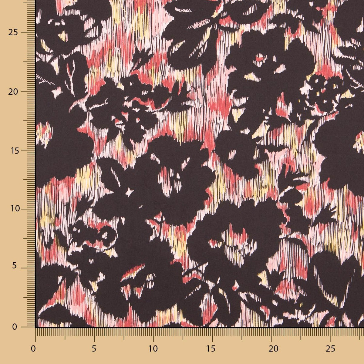 Satin Rayé Floral Noir - Ribes y Casals