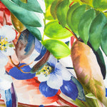 Tissu Satin Soie Naturel  Fleurs Bleu - Ribes y Casals