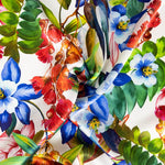 Tissu Satin Soie Naturel  Fleurs Bleu - Ribes y Casals