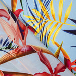 Tissu Satin Soie Naturel  Fleurs Bleu - Ribes y Casals