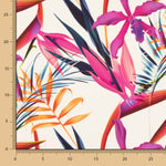 Tissu Satin Soie Naturel Floral Fuchsia - Ribes y Casals