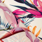 Tissu Satin Soie Naturel Floral Fuchsia - Ribes y Casals