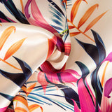 Tissu Satin Soie Naturel Floral Fuchsia - Ribes y Casals