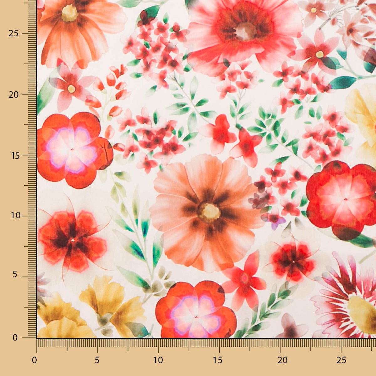 Satin Spandex Floral Cretonne Rouge - Ribes y Casals