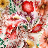 Satin Spandex Floral Cretonne Rouge - Ribes y Casals