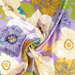 Satin Spandex Fleur Rétro Maxi Lilas - Ribes y Casals