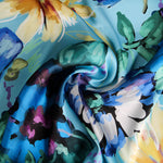 Satin Spandex Floral Bleu - Ribes y Casals