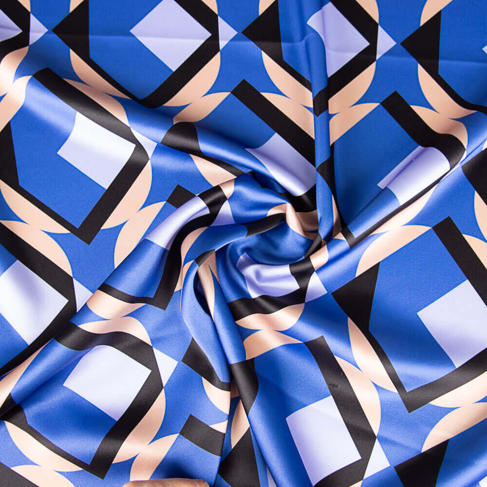 Satin Spandex Géométrique Maxi Bleu - Ribes y Casals