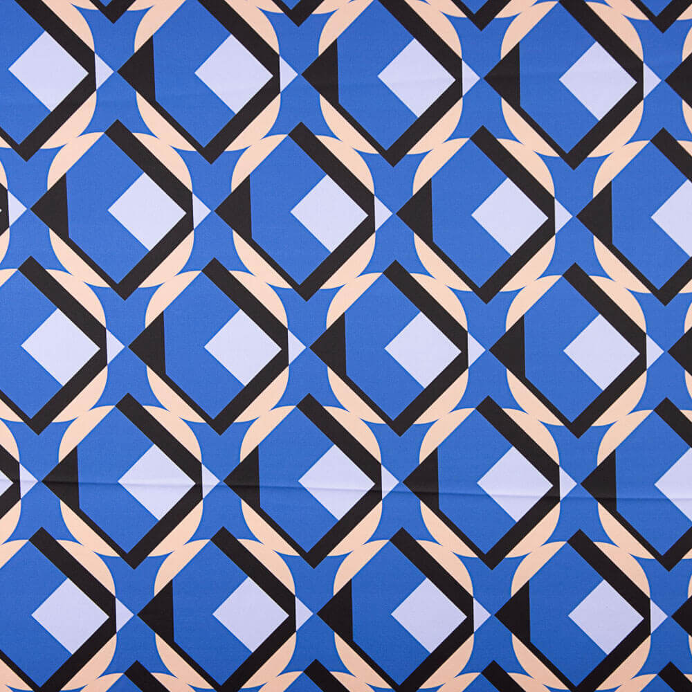 Satin Spandex Géométrique Maxi Bleu - Ribes y Casals