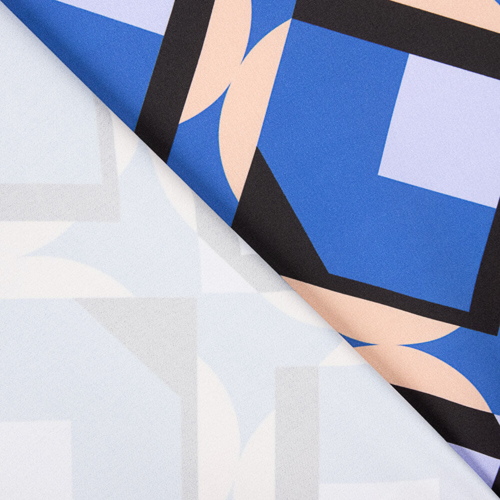 Satin Spandex Géométrique Maxi Bleu - Ribes y Casals