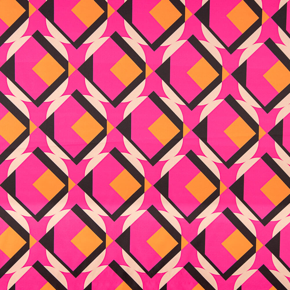 Satin Spandex Géométrique Maxi Fuchsia - Ribes y Casals