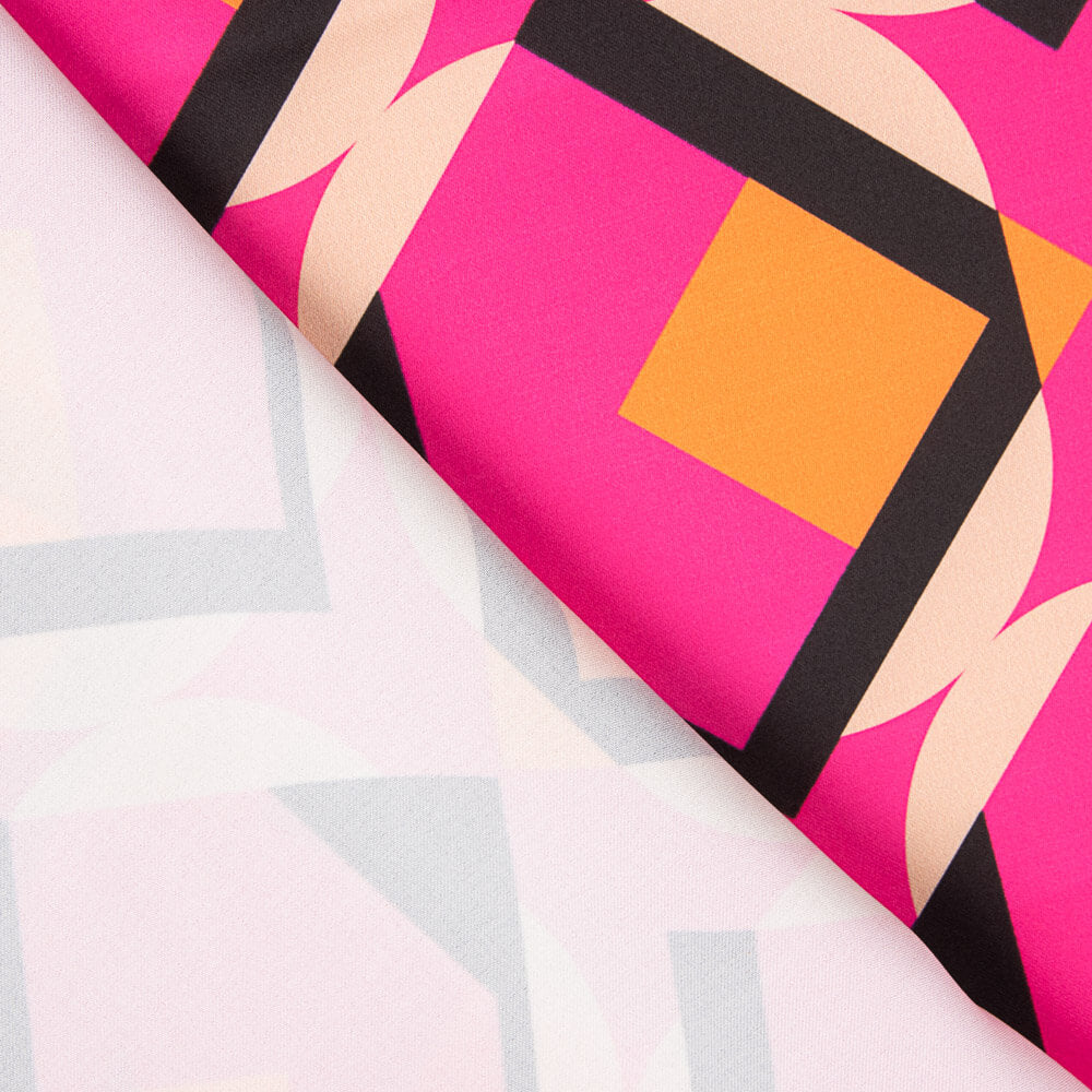 Satin Spandex Géométrique Maxi Fuchsia - Ribes y Casals