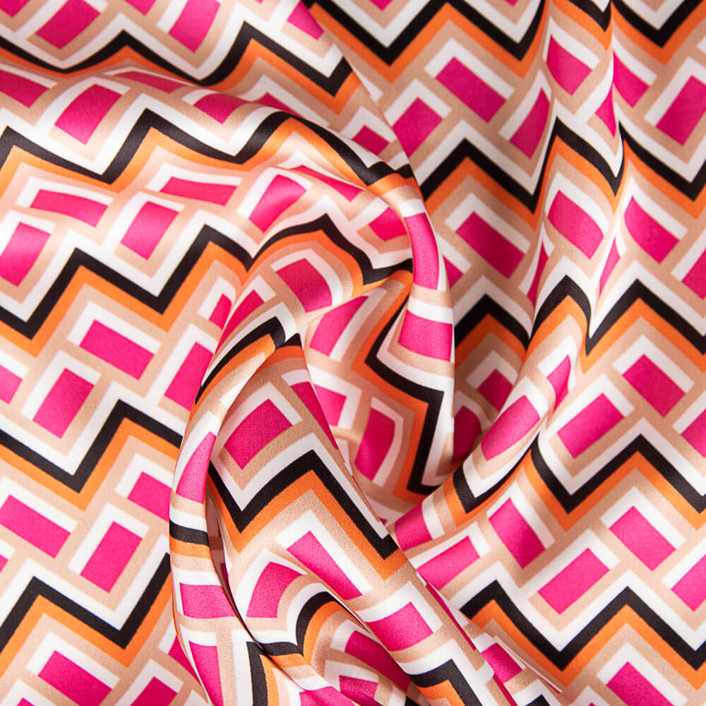 Satin Spandex Géométrique Mini Fuchsia - Ribes y Casals
