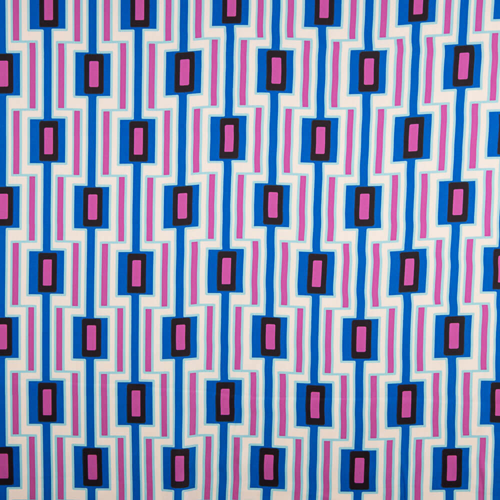 Satin Spandex Géométrique Bleu - Ribes y Casals