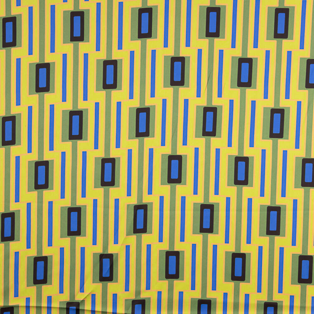 Satin Spandex Lime Géométrique - Ribes y Casals