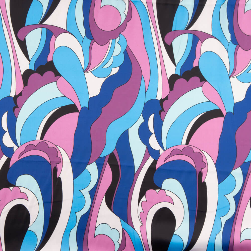 Satén Spandex Ondas Azules - Ribes y Casals