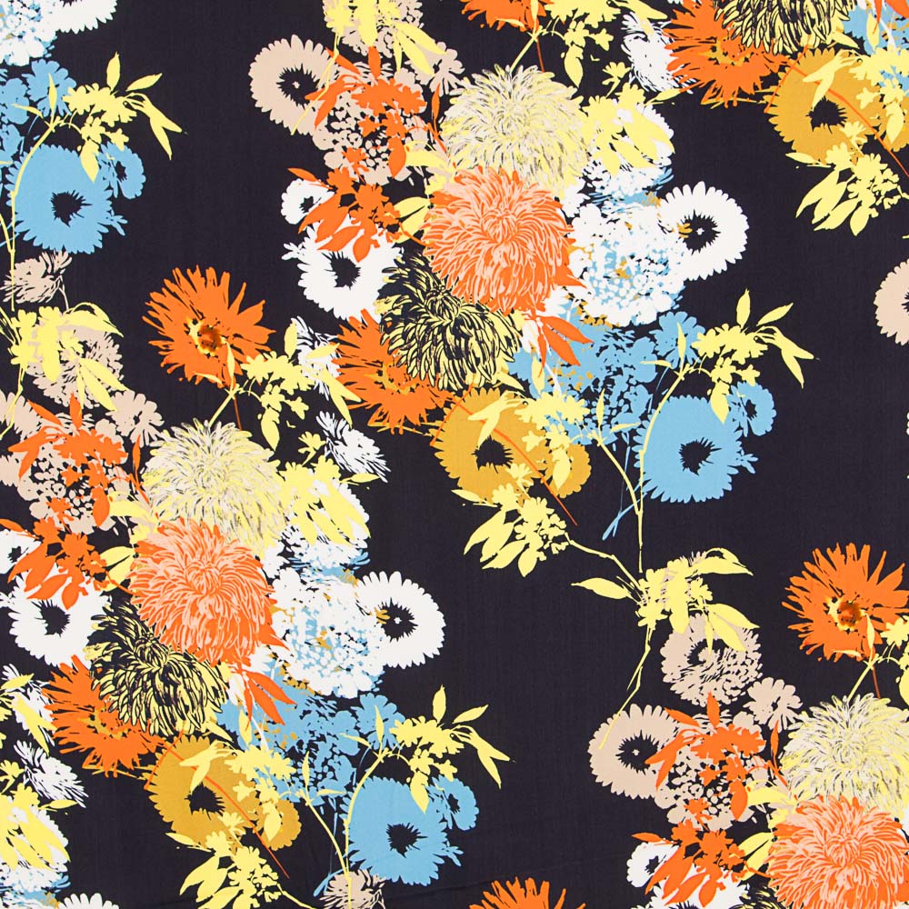 Satin Viscose Tropical Bleu Nuit - Ribes y Casals