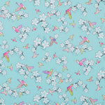 Satin Coton Nature Oiseaux Turquoise - Ribes y Casals