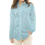 Satin Coton Nature Oiseaux Turquoise - Ribes y Casals