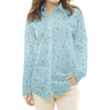 Satin Coton Nature Oiseaux Turquoise - Ribes y Casals