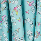 Satin Coton Nature Oiseaux Turquoise - Ribes y Casals