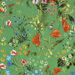 Satin Double Gaze Vert Floral - Ribes y Casals