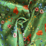 Satin Double Gaze Vert Floral - Ribes y Casals