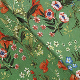 Satin Double Gaze Vert Floral - Ribes y Casals