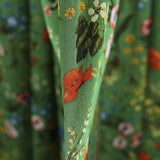 Satin Double Gaze Vert Floral - Ribes y Casals