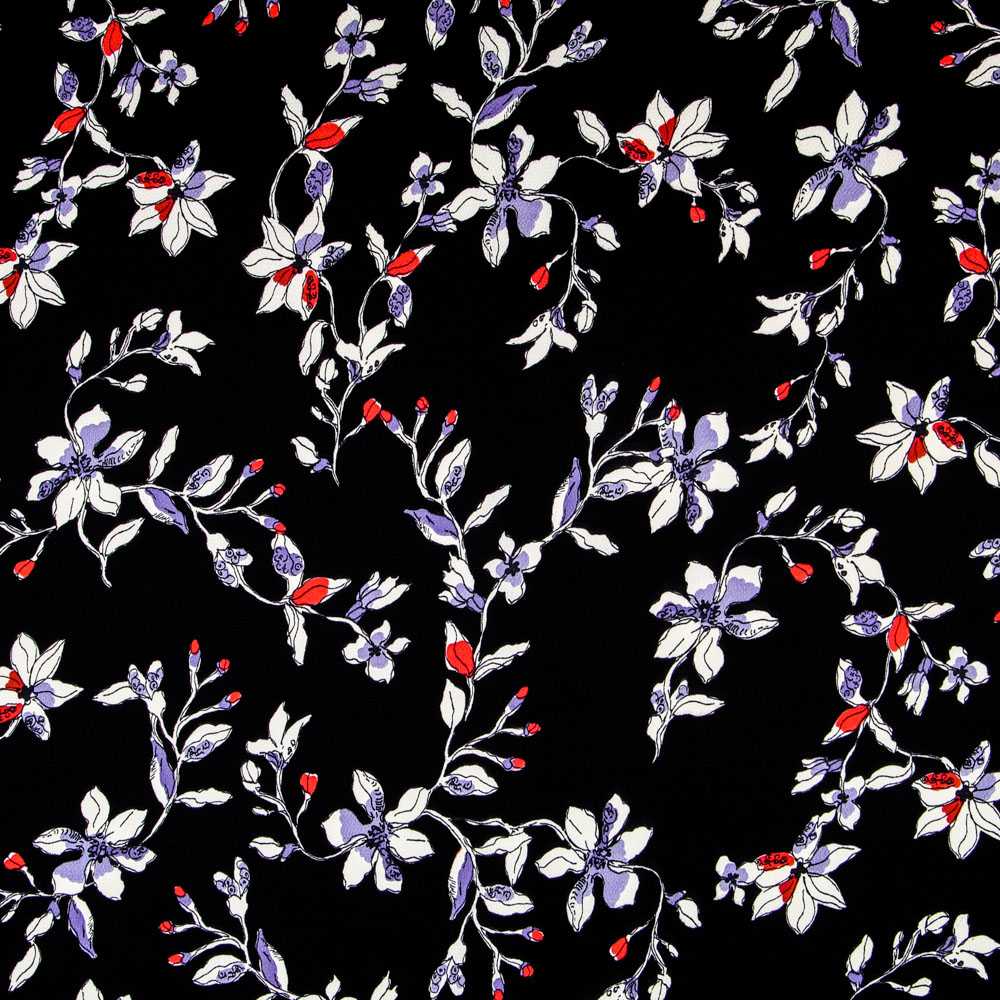 Satin Crêpe Floral Bleu - Ribes y Casals