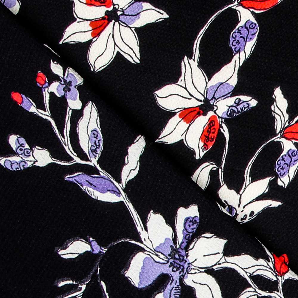 Satin Crêpe Floral Bleu - Ribes y Casals