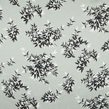 Satin Imprimé Gris Vert Feuilles - Ribes y Casals