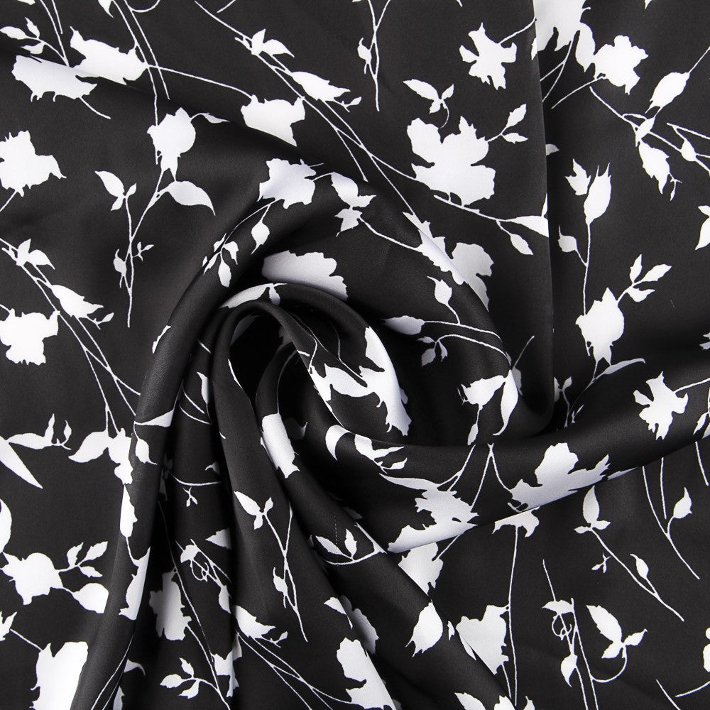 Satin Imprimé Feuilles Blanc - Ribes y Casals