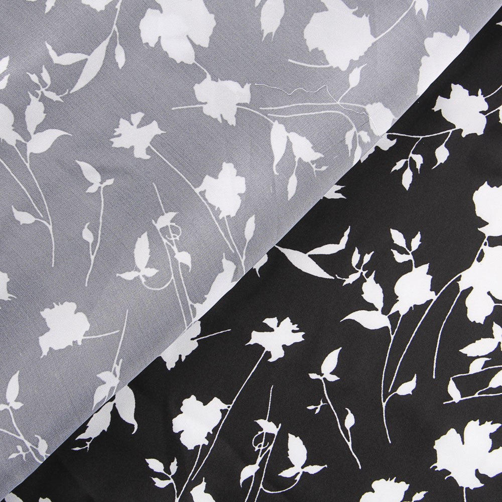 Satin Imprimé Feuilles Blanc - Ribes y Casals