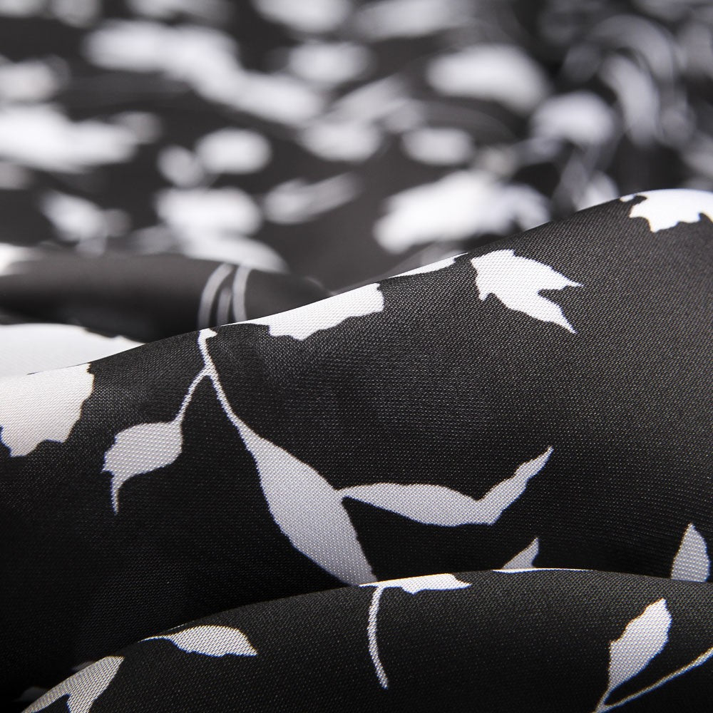 Satin Imprimé Feuilles Blanc - Ribes y Casals