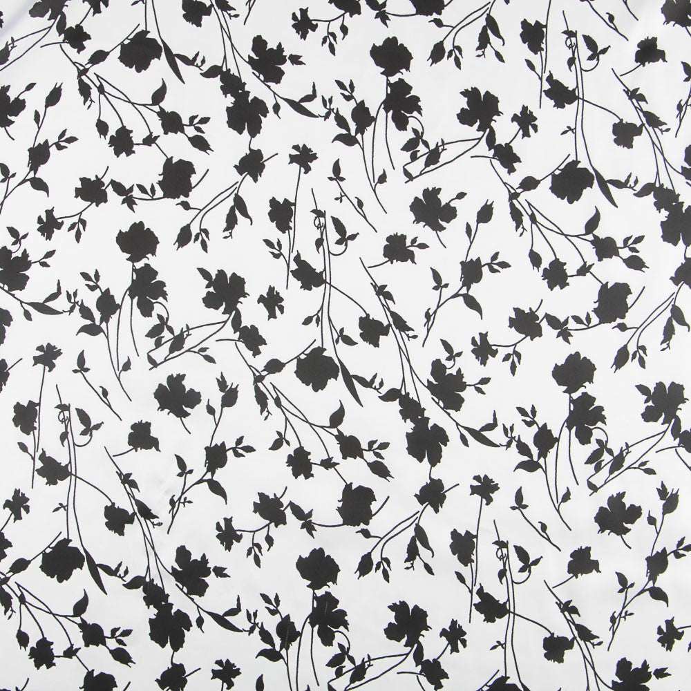 Satin Imprimé Feuilles Noires - Ribes y Casals