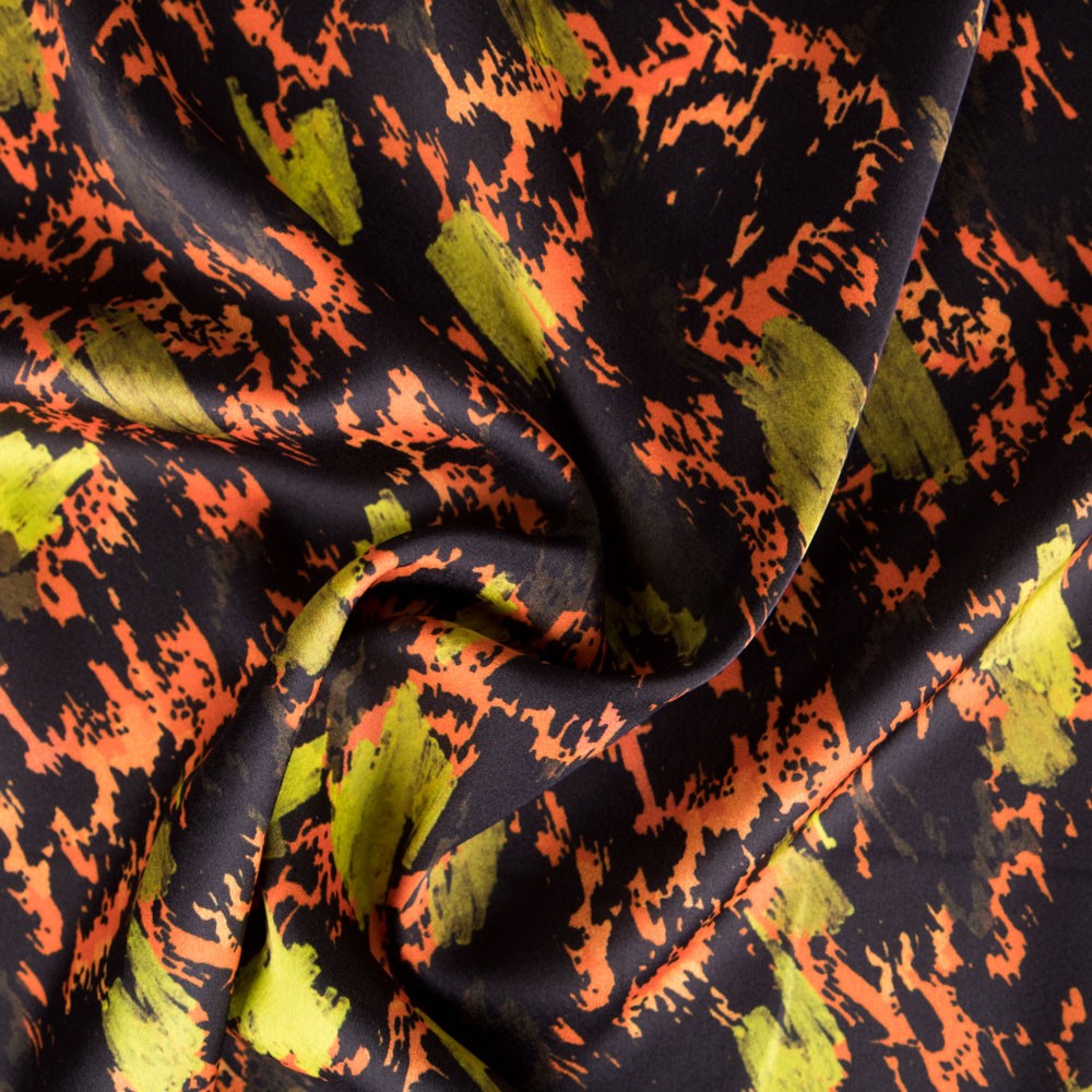 Satin Imprimé Léopard Orange - Ribes y Casals