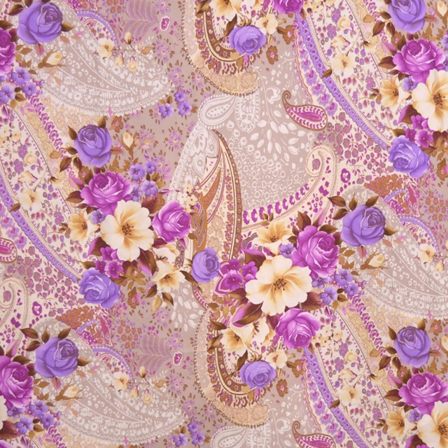 Satin Imprimé Bouquet Lilas - Ribes y Casals