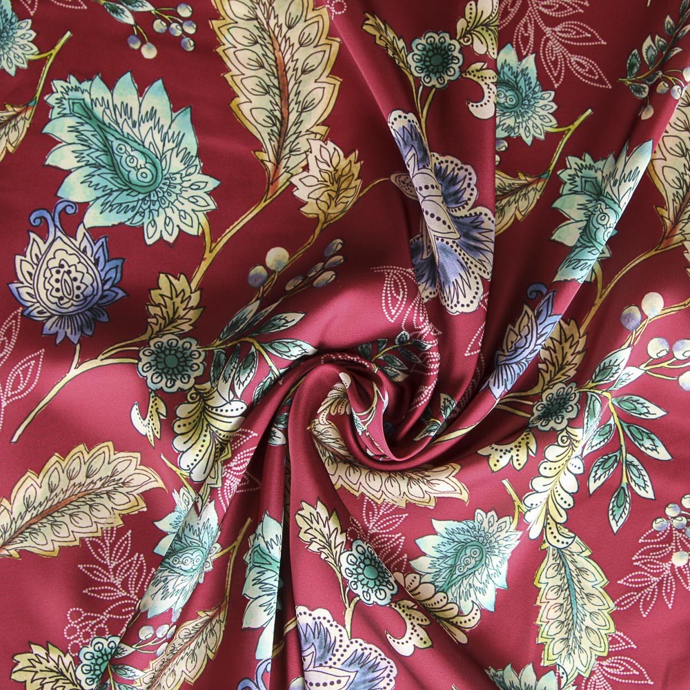 Satin Fleur Indienne Bourdeaux - Ribes y Casals
