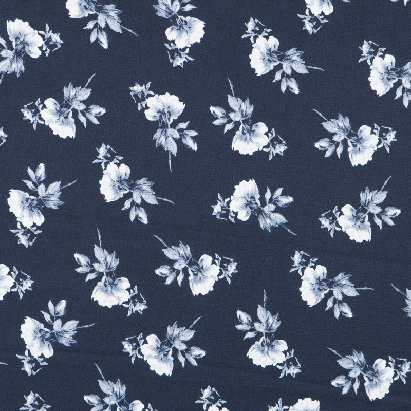 Satin Floral Fond Bleu - Ribes y Casals