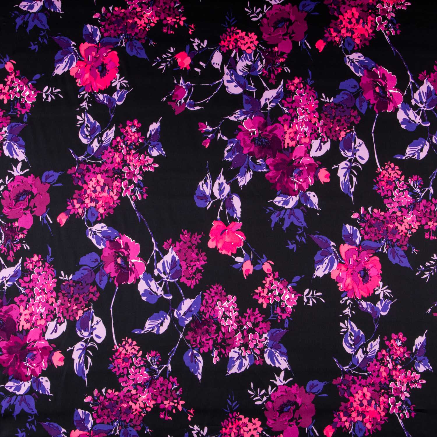 Satin Floral Impact Noir - Ribes y Casals