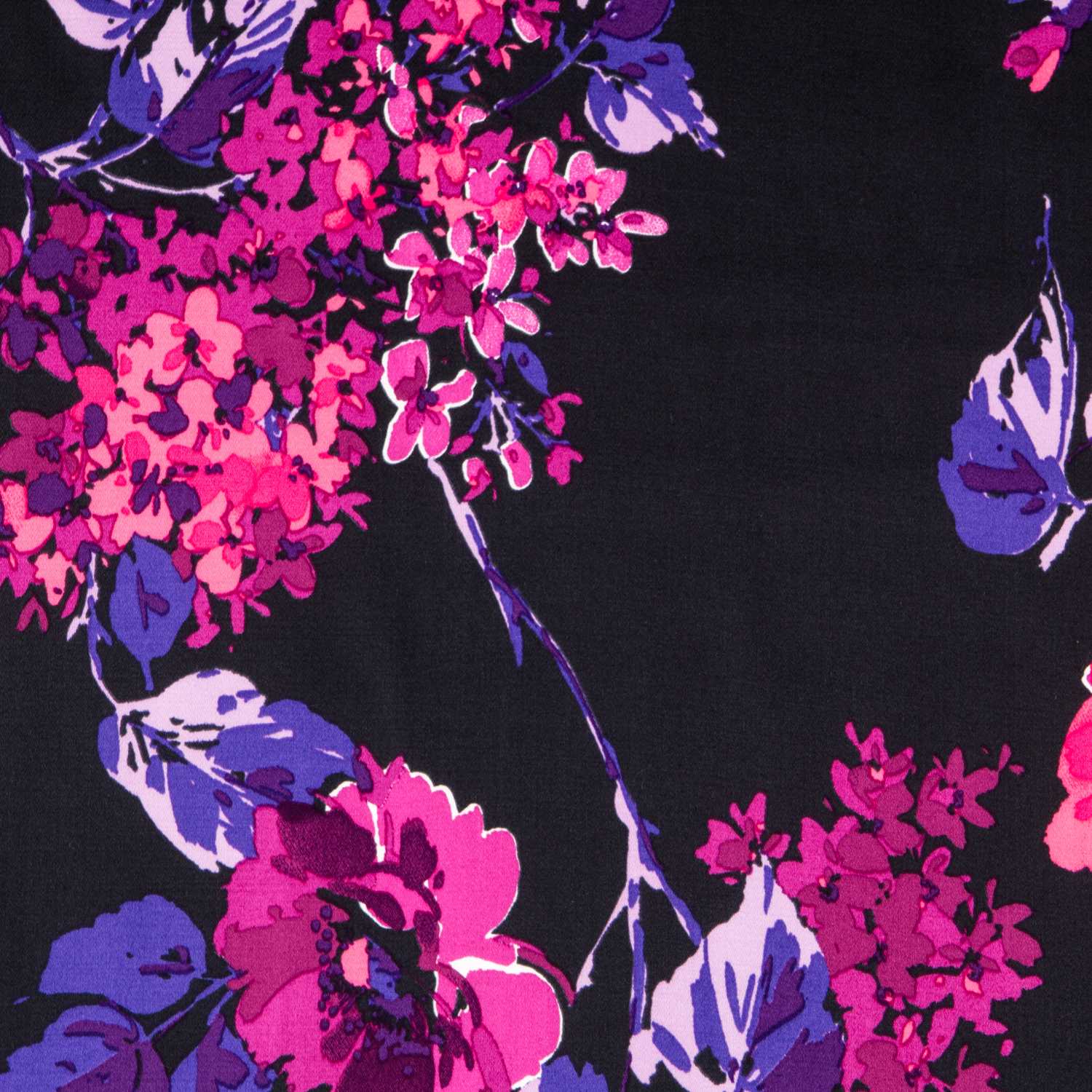 Satin Floral Impact Noir - Ribes y Casals