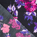 Satin Floral Impact Noir - Ribes y Casals