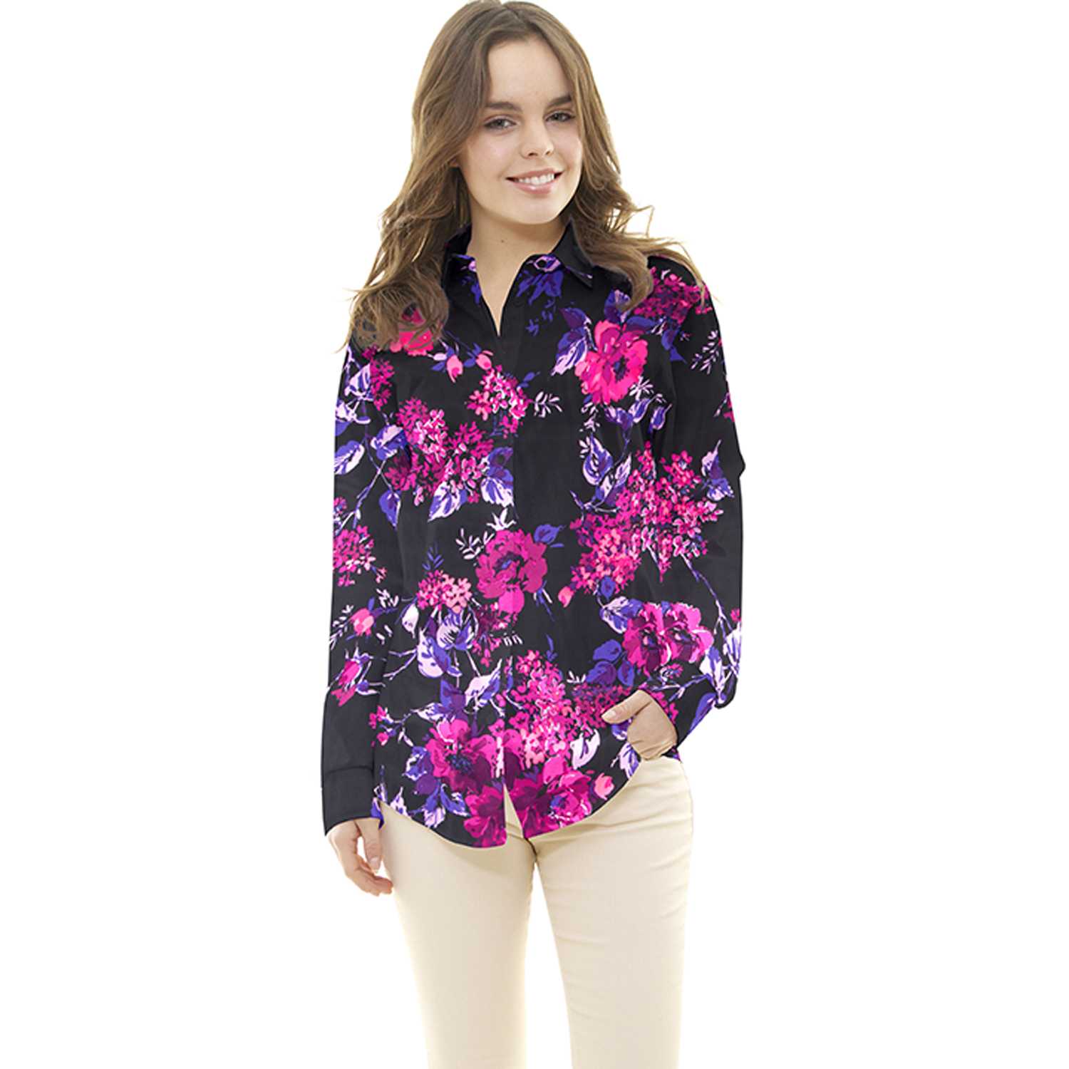 Satin Floral Impact Noir - Ribes y Casals
