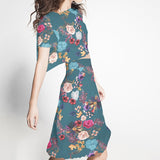 Satin Floral Hiver Émeraude - Ribes y Casals