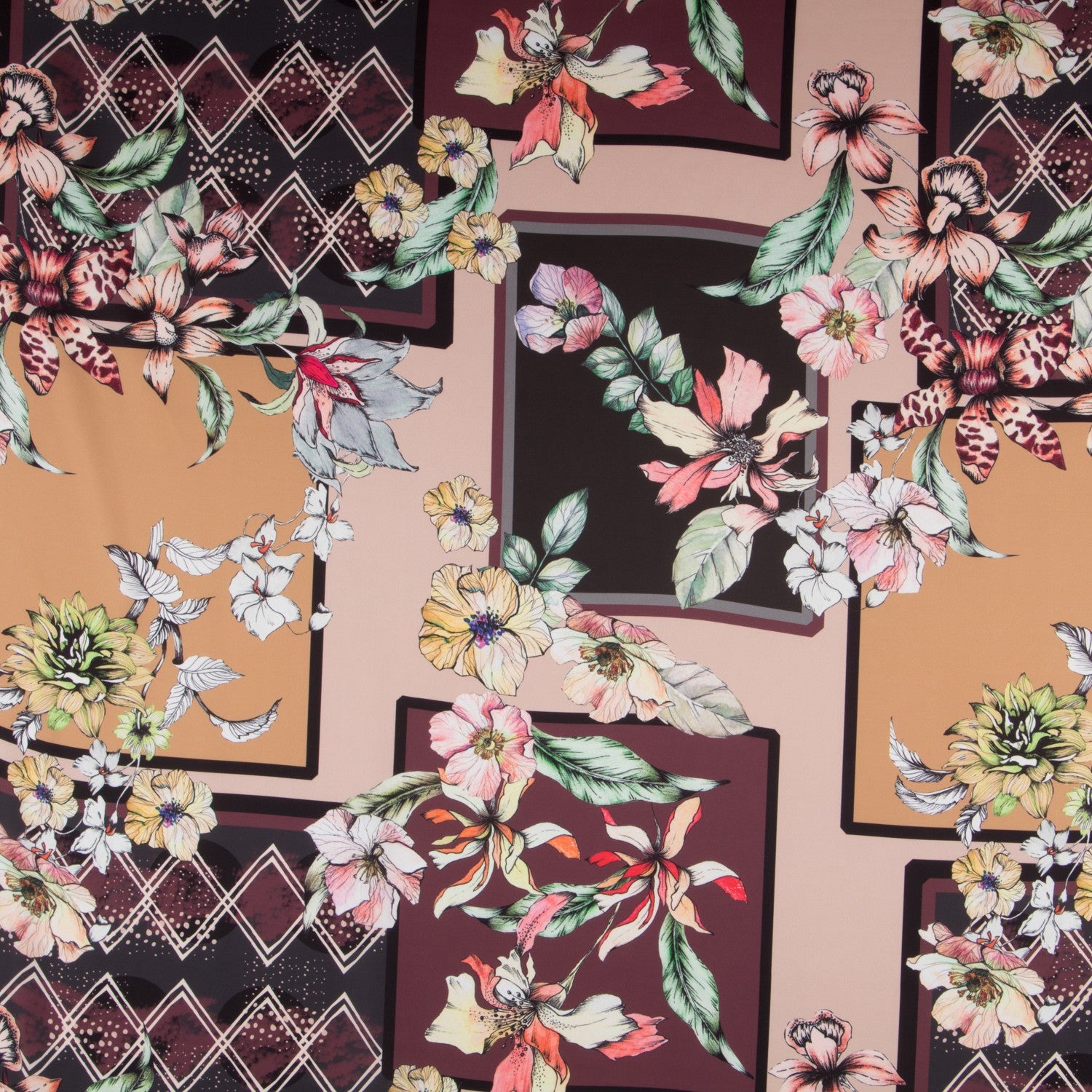 Floral Satin Winter Brown - Ribes y Casals