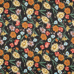 Satin Polyester Fleurs Noires - Ribes y Casals